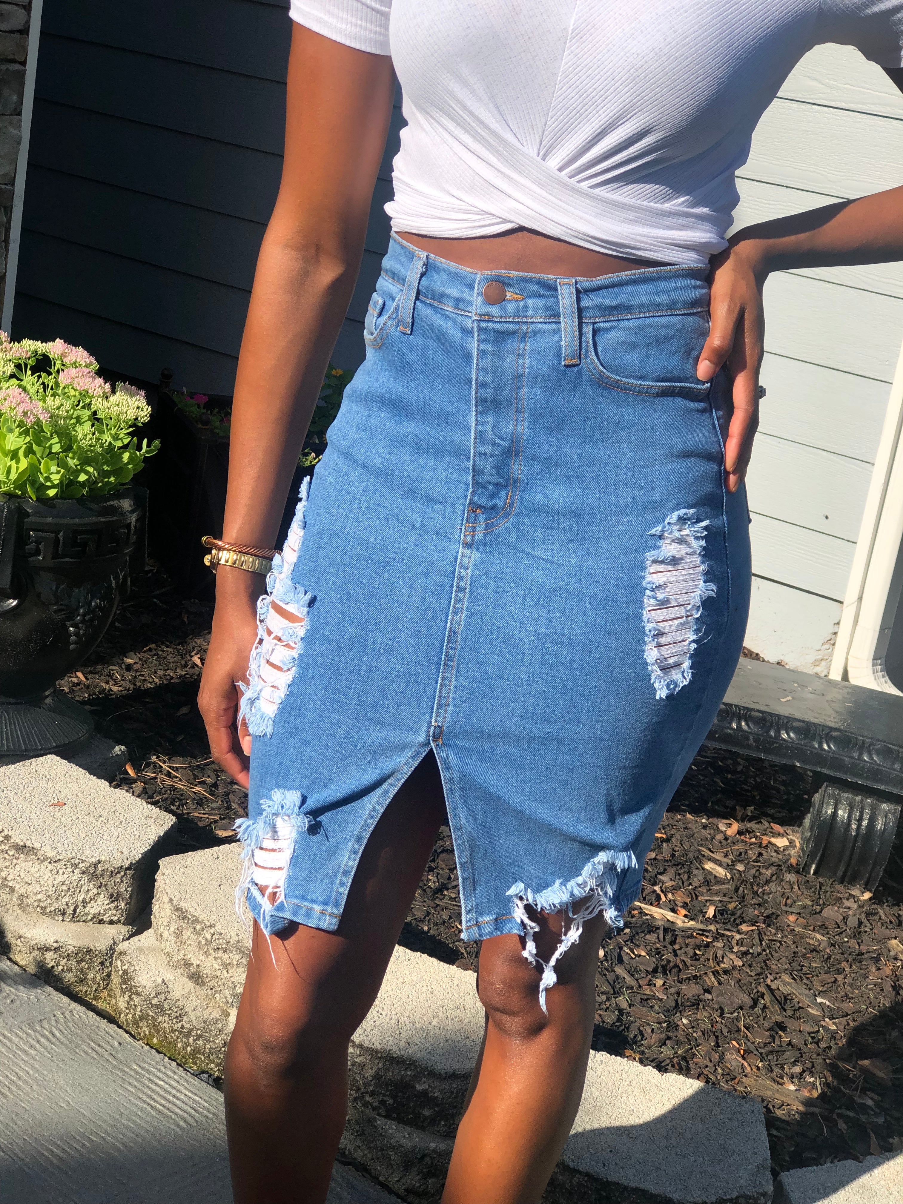 Split Decision Distressed Skirt