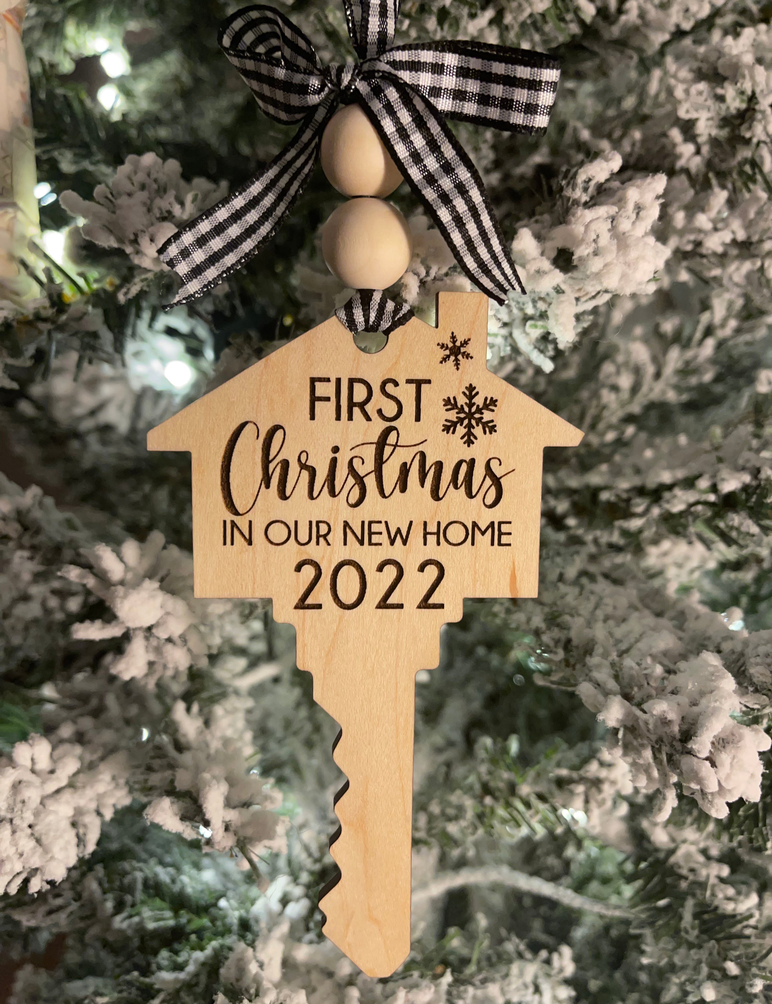 First Christmas in our New Home Christmas Ornament - Engraved Wood