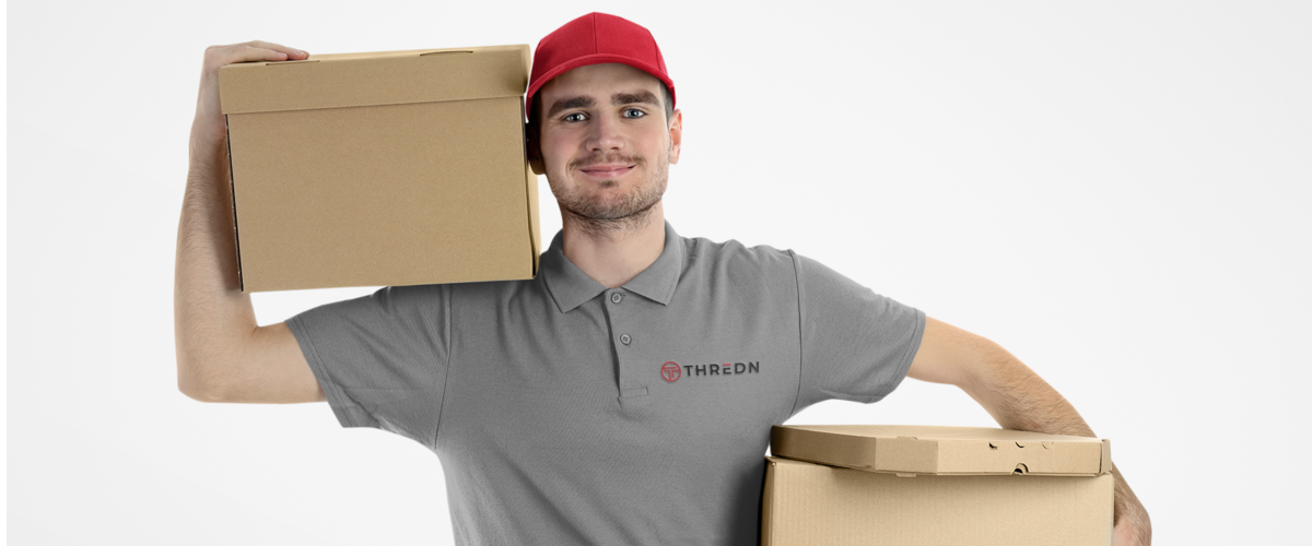 Thredn Delivery Boy with Gray Shirt