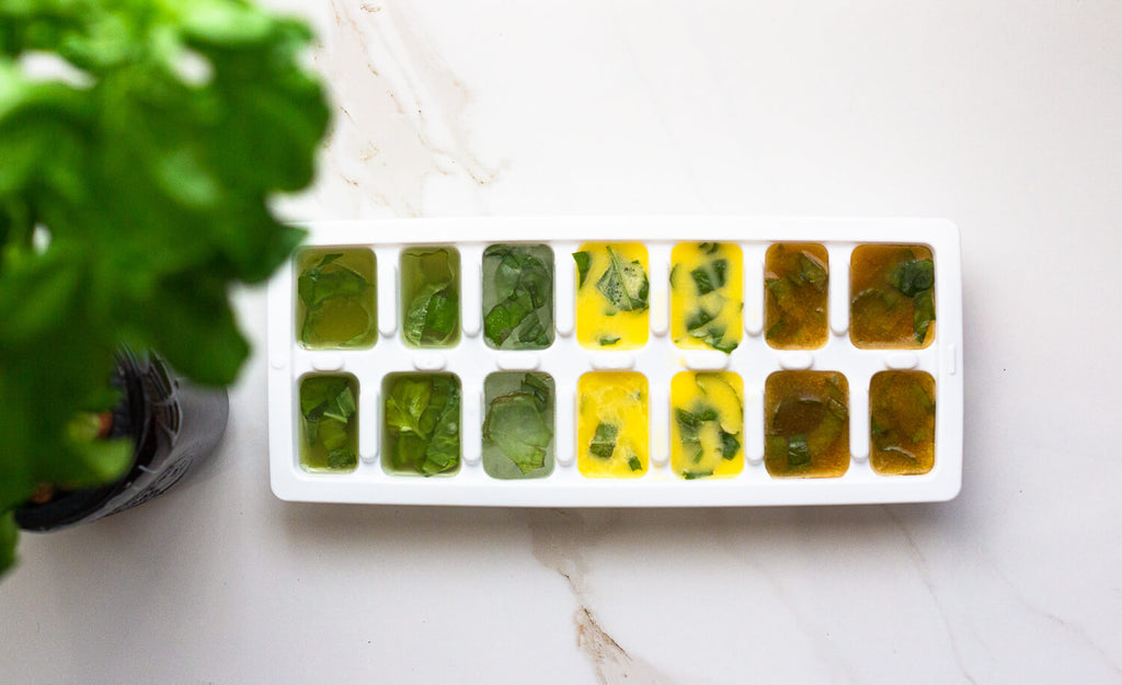 frozen basil in water vegetable broth and butter