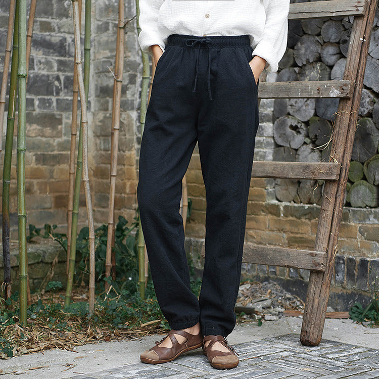 linen cotton tapered pants