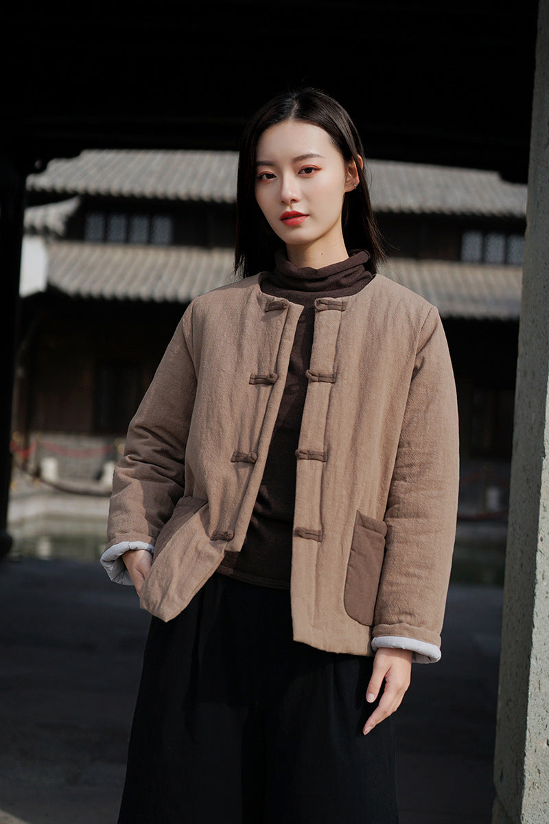 Women Chinese Style Linen and Cotton Quilted Jacket | Osonian Clothing