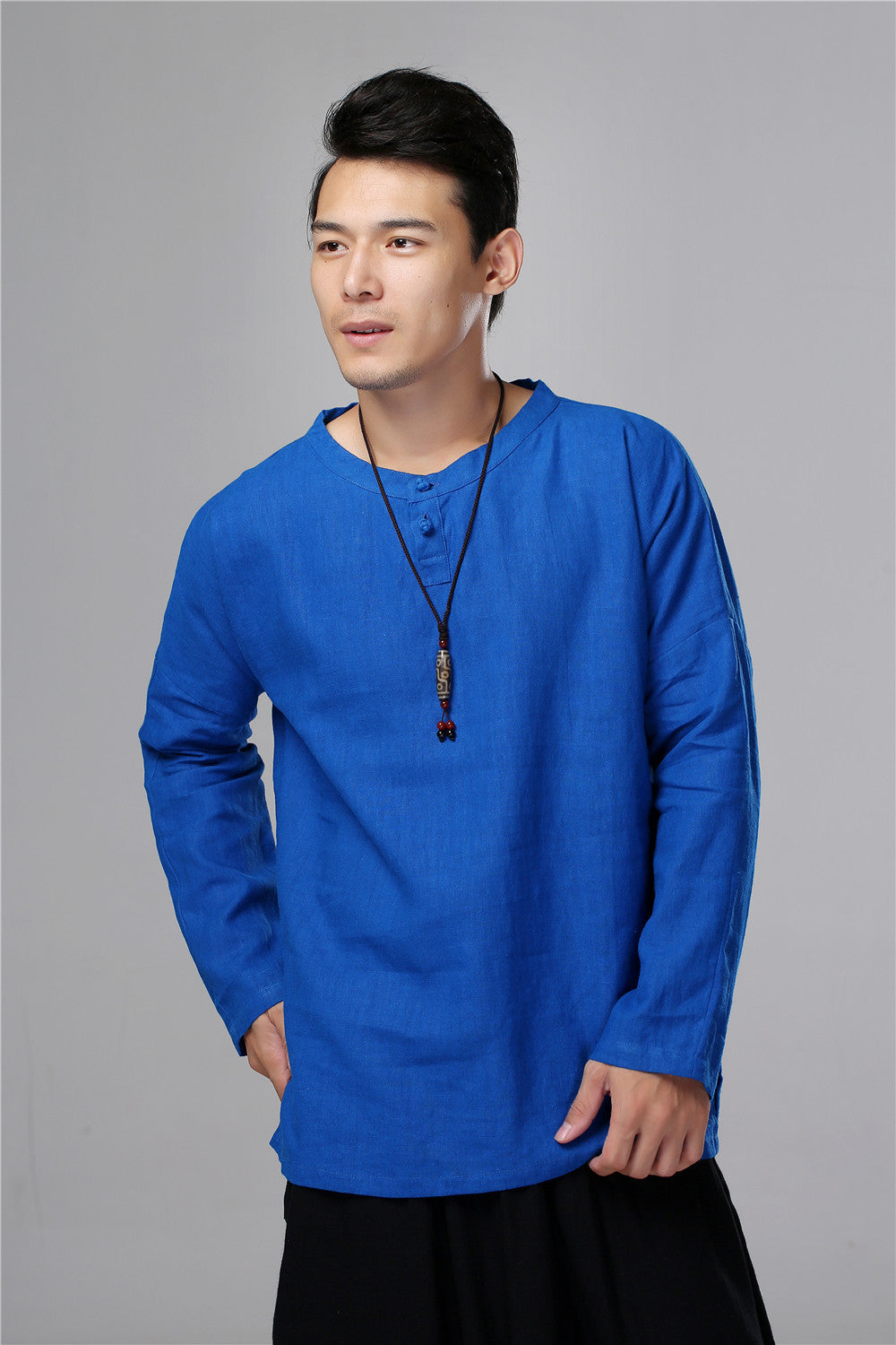 Men New Style Hangfu Kungfu Zen Style Linen and Cotton T-shirts Tops ...