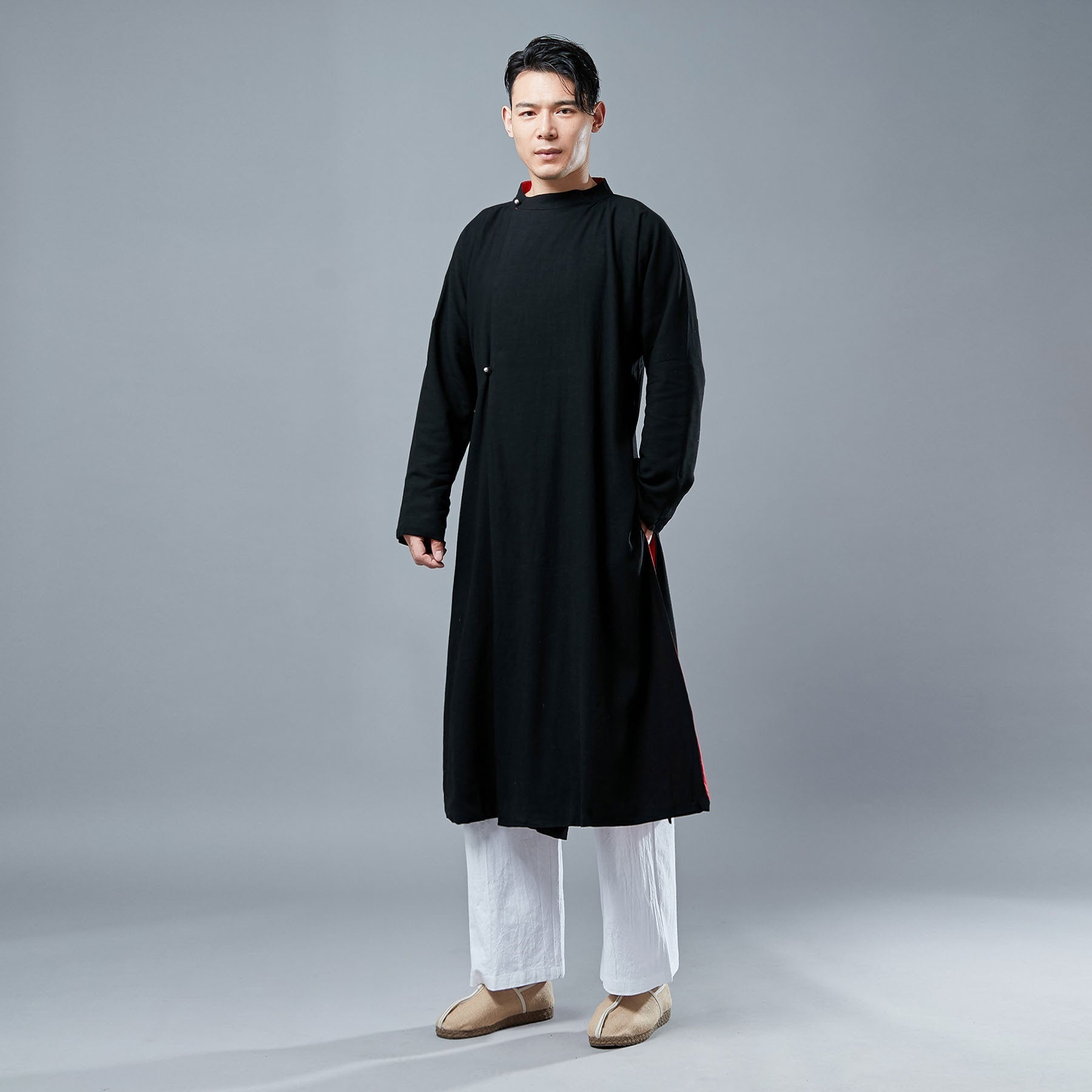 Men Asian Zen Style Long-sleeved Linen and Cotton Tunics | Osonian Clothing