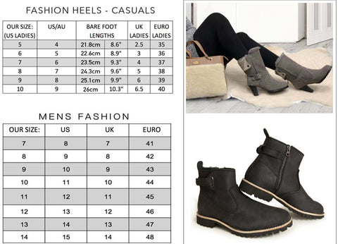 ugg boots size chart