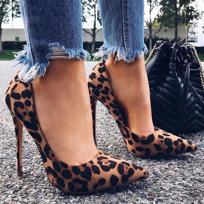 leopard high heels