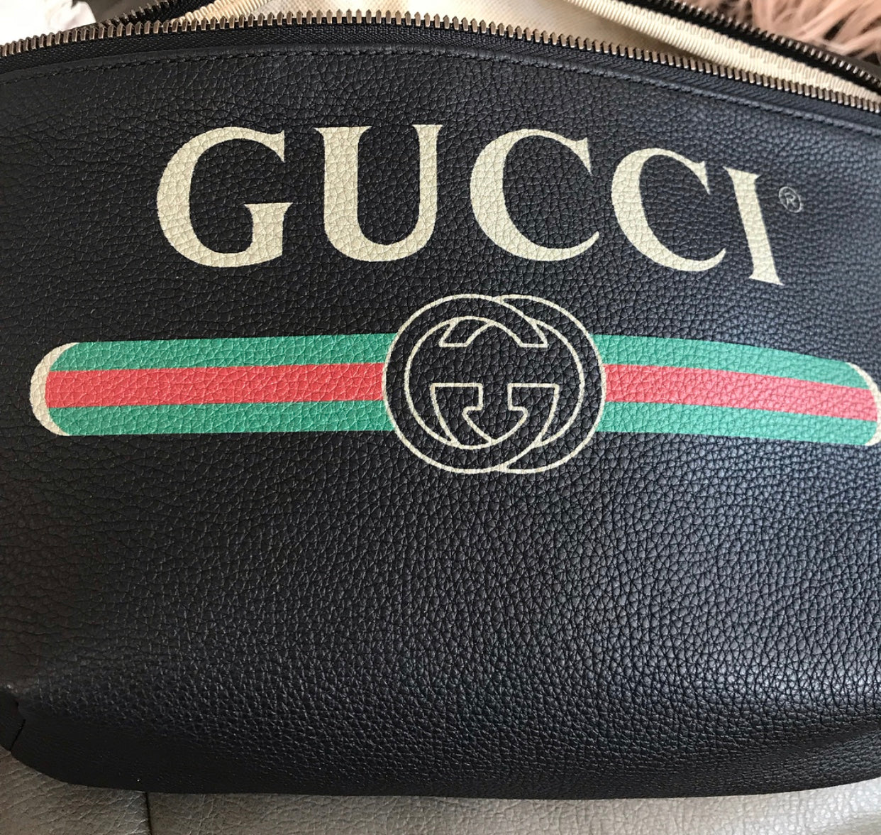 Gucci Print Large Leather Belt Bag 