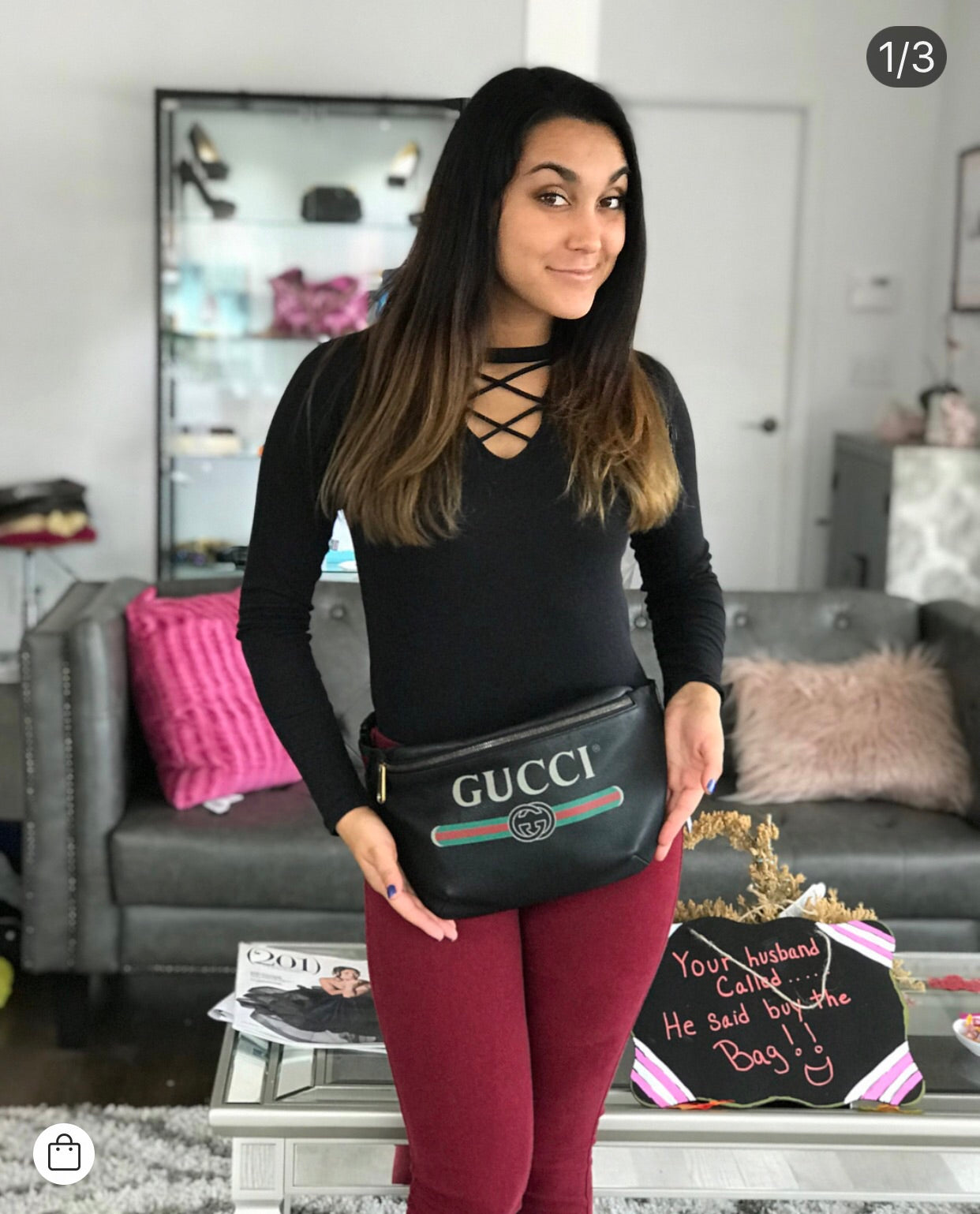 gucci print fanny pack