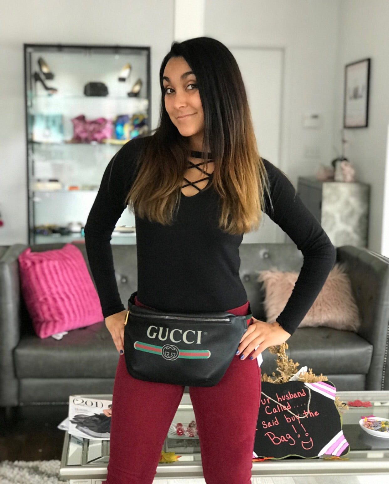 leather gucci fanny pack