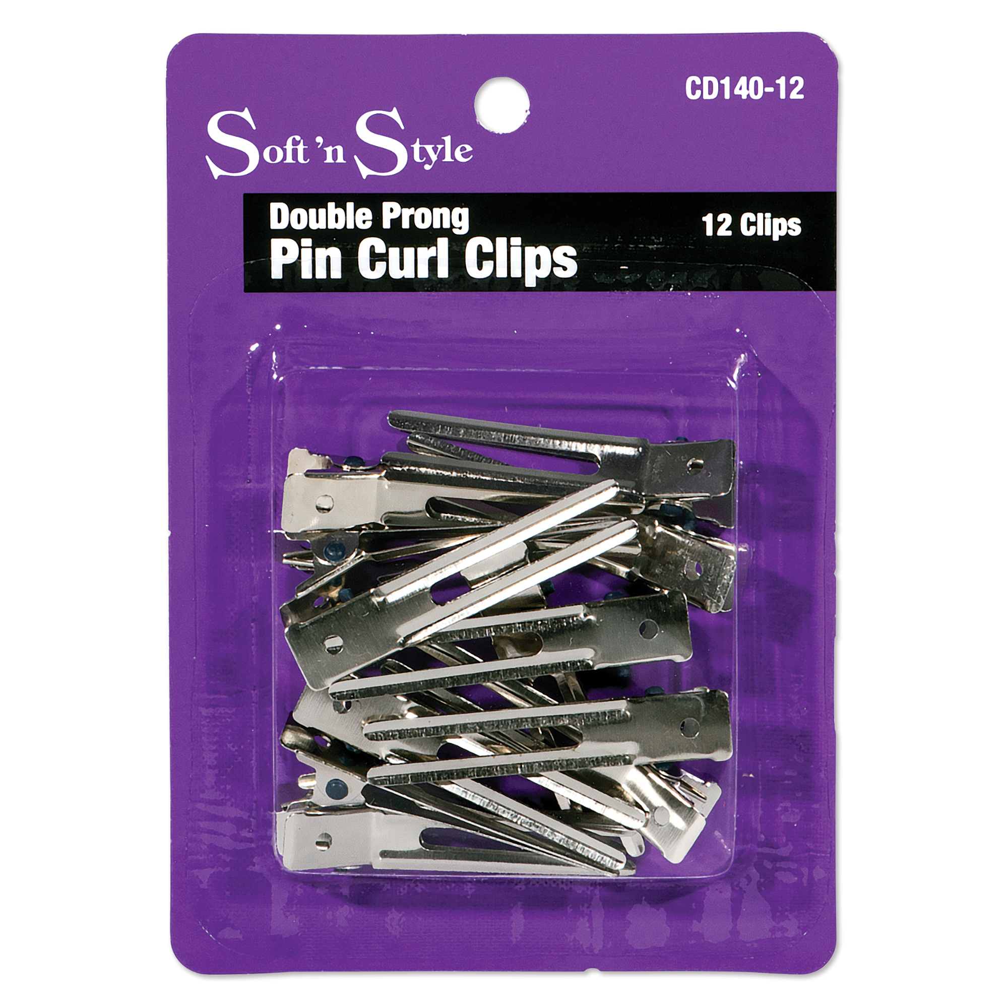 Soft 'N Style Double Prong Pin Curl Clips 12-Clips