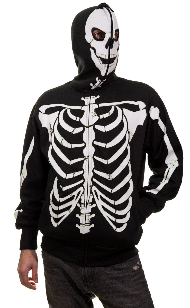 full zip up skeleton hoodie