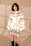 Cotton Short Embroidered Dress With Ruffles