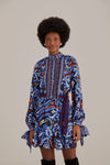 High-Neck General Print Fall Winter Belted Dress by Farm Rio Active