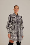 Short Fall Winter Button Front Pocketed Collared Long Sleeves General Print Shirt Dress