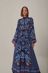 Long Sleeves General Print High-Neck Fall Winter Maxi Dress