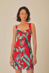 General Print Summer Short Sweetheart Linen Evening Dress