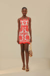 A-line Summer Square Neck Short Linen General Print Dress