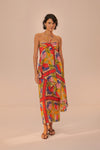 Floral Print Sleeveless Halter Viscose Beach Dress/Maxi Dress