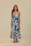 Cotton Square Neck Summer General Print Maxi Dress With Ruffles