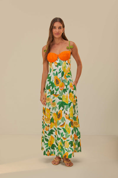 Sweetheart Linen Flowy General Print Sleeveless Beach Dress/Maxi Dress