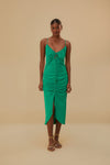 Round Neck Tropical Print Viscose Summer Sleeveless Midi Dress
