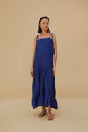 Square Neck Sleeveless Button Closure Maxi Dress