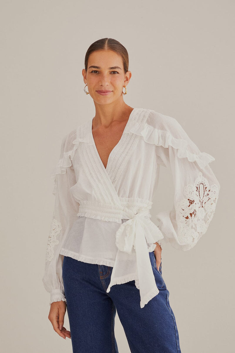 Off-White V Neck Blouse