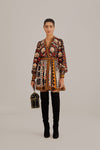 V-neck Short Long Sleeves Beaded Fall Winter General Print Dress