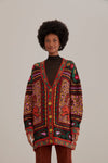 Mixed Tapestry Prints Knit Cardigan, / M