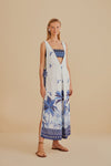 V-neck General Print Fall Winter Sleeveless Plunging Neck Maxi Dress