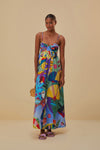 Sleeveless General Print Cotton Sweetheart Hidden Back Zipper Beach Dress/Maxi Dress