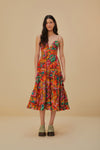 Sweetheart Cotton Floral Print Spring Sleeveless Beaded Maxi Dress