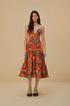 Sweetheart Cotton Floral Print Sleeveless Beaded Spring Maxi Dress