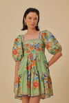 Puff Sleeves Sleeves Short Summer Cotton Square Neck Floral Print Dress