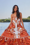 Summer Floral Print Round Neck Beach Dress/Party Dress/Maxi Dress