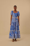 Button Front Beaded Cotton Summer Short Sleeves Sleeves Off the Shoulder Maxi Dress