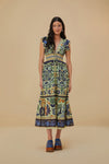 V-neck Short Sleeves Sleeves Cotton General Print Maxi Dress