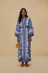 V-neck Long Sleeves Button Front Maxi Dress