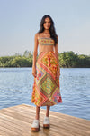 Mixed Scarves Lenzing Ecovero Viscose Midi Skirt, Mixed Scarves Multicolor / Xxs