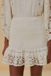 White Richelieu Mini Skirt, Off-white / Xxs