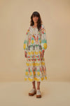 Sophisticated General Print Embroidered Cotton Round Neck Midi Dress
