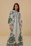 V-neck Button Front Long Sleeves Maxi Dress