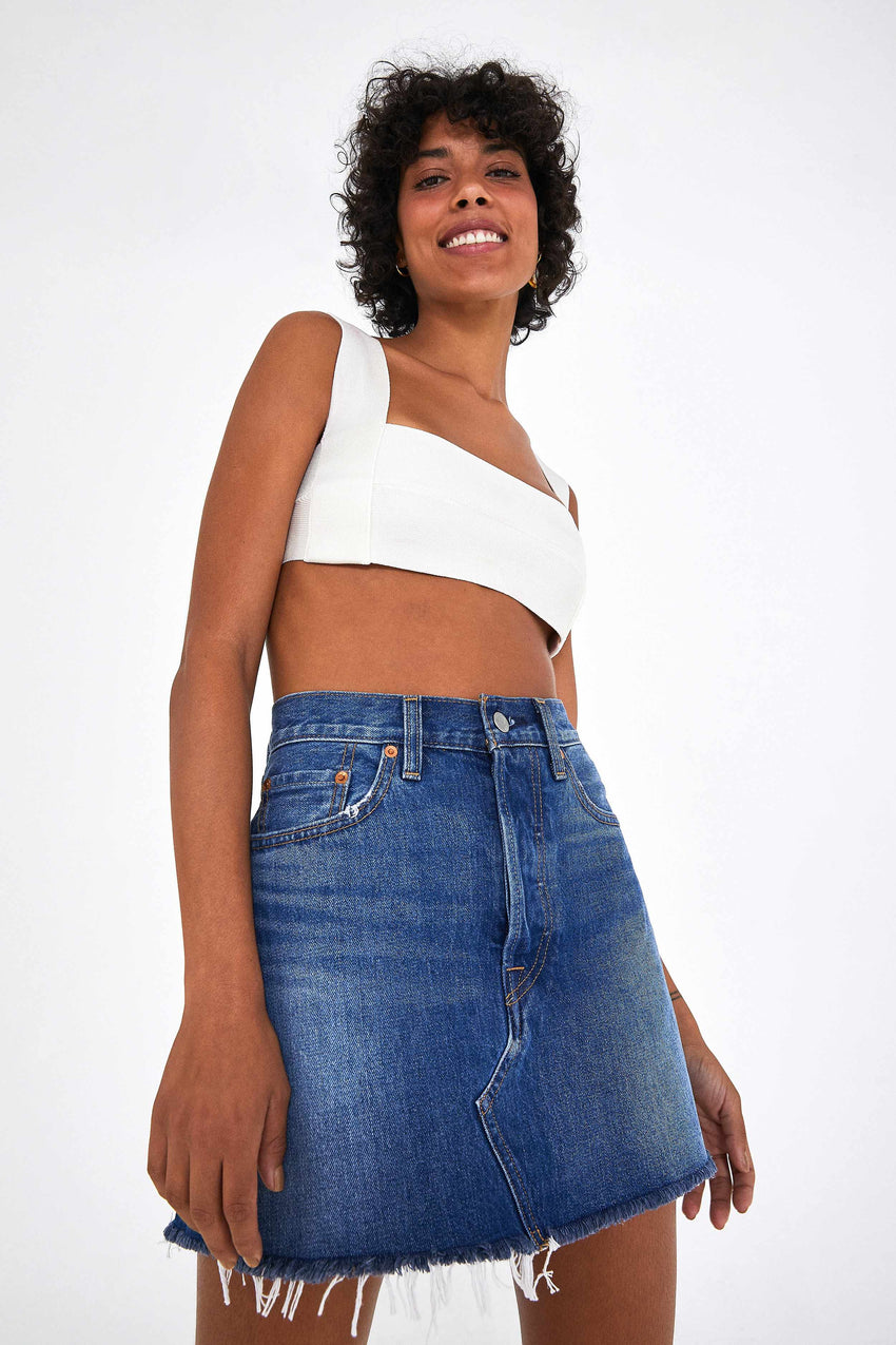 deconstructed mini skirt levis