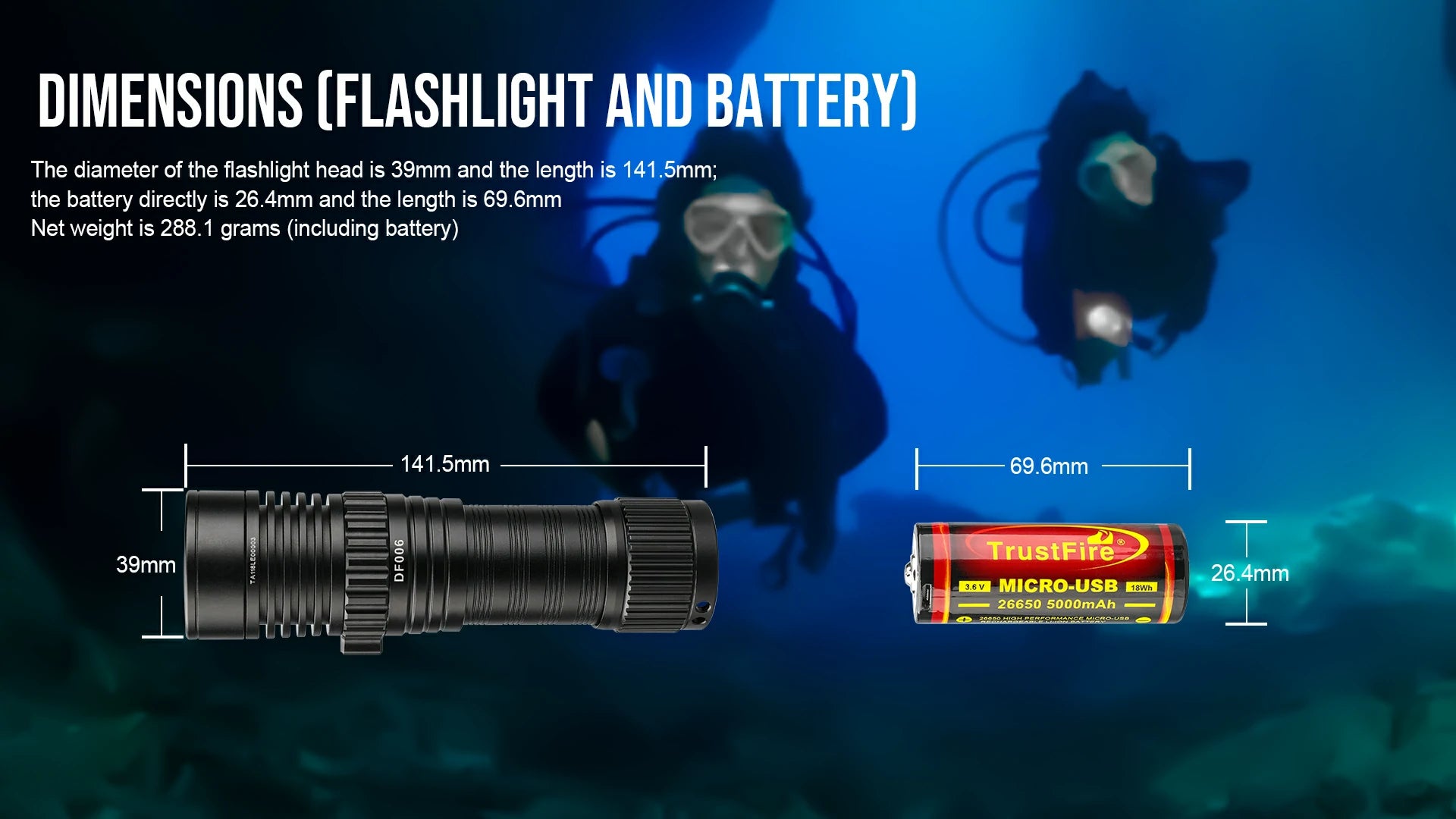 TrustFire DF006 Diving Flashlight 2300 lumens