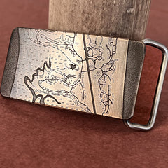 Bronze Engraved Map Buckle