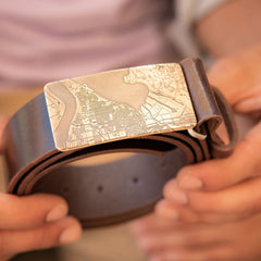 Custom bronze belt buckle for 8th anniversary gift