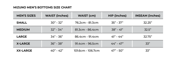 mizuno baseball jersey size chart