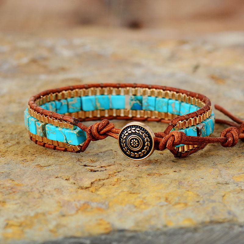 Turquoise Golden Warrior Bracelet – Pretland | Spiritual Crystals & Jewelry