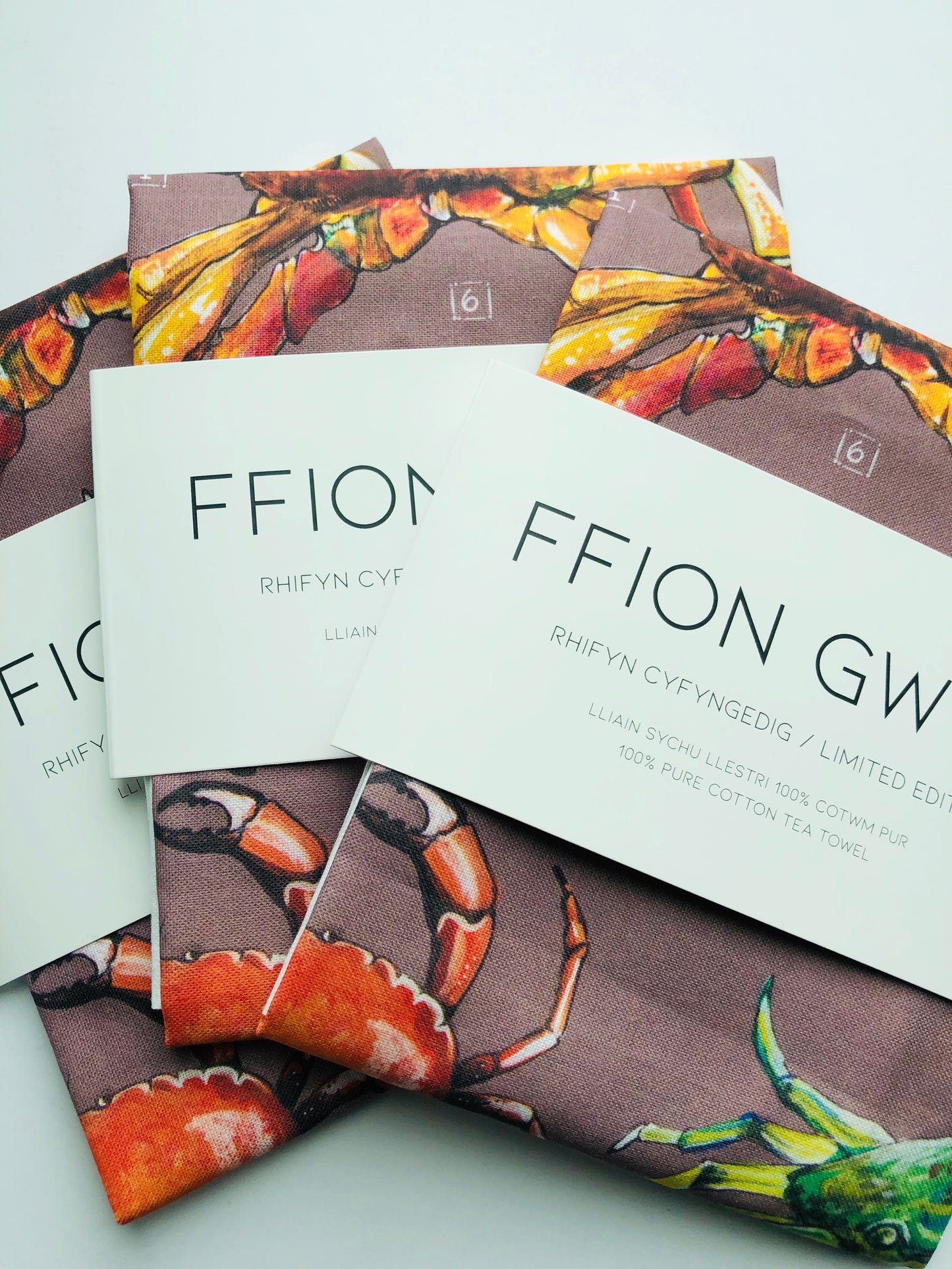 Ffion Gwyn - Heritage Tea Towel Collection - Crabs/Crancod