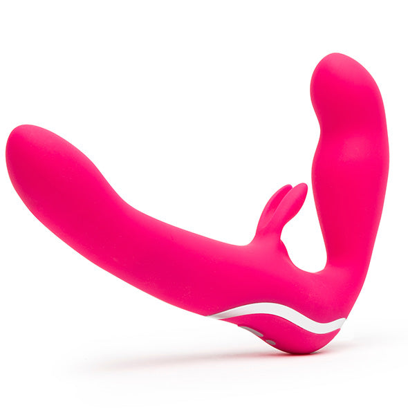 Image of Happy Rabbit Strapless Strap-On Rabbit Vibe Roze